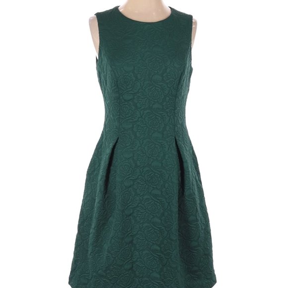 Eliza J Dresses & Skirts - Eliza J Fit and Flare green floral embroidered embossed dress Size 0